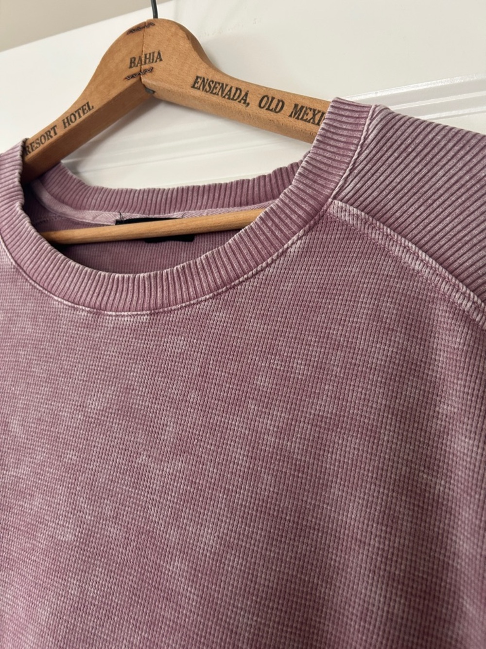Anthro Jane & Delancey Waffle Knit Top Sz 2X w MEASUREMENTS Mauve Mineral Wash - Picture 2 of 11
